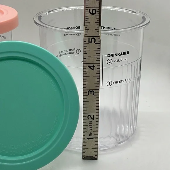 Set of 2 Containers for Ninja Creami Deluxe with Mint and Pink Lids - Picture 4 of 5
